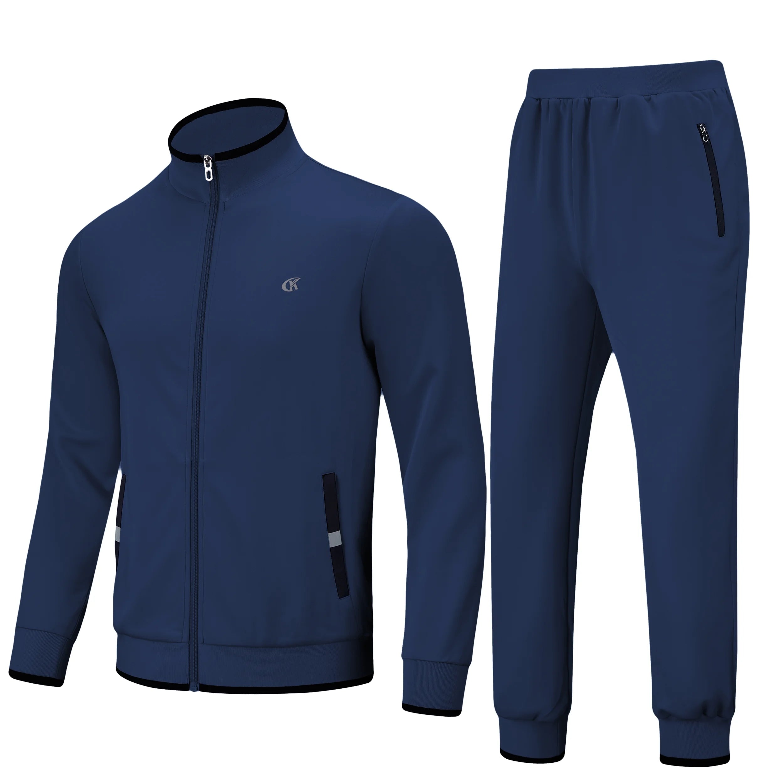 Men's Lightweight Navy Tracksuit Set - 2 Piece Athletic Jogging Outfit with Full Zip Jacket and Comfortable Pants in 2XL