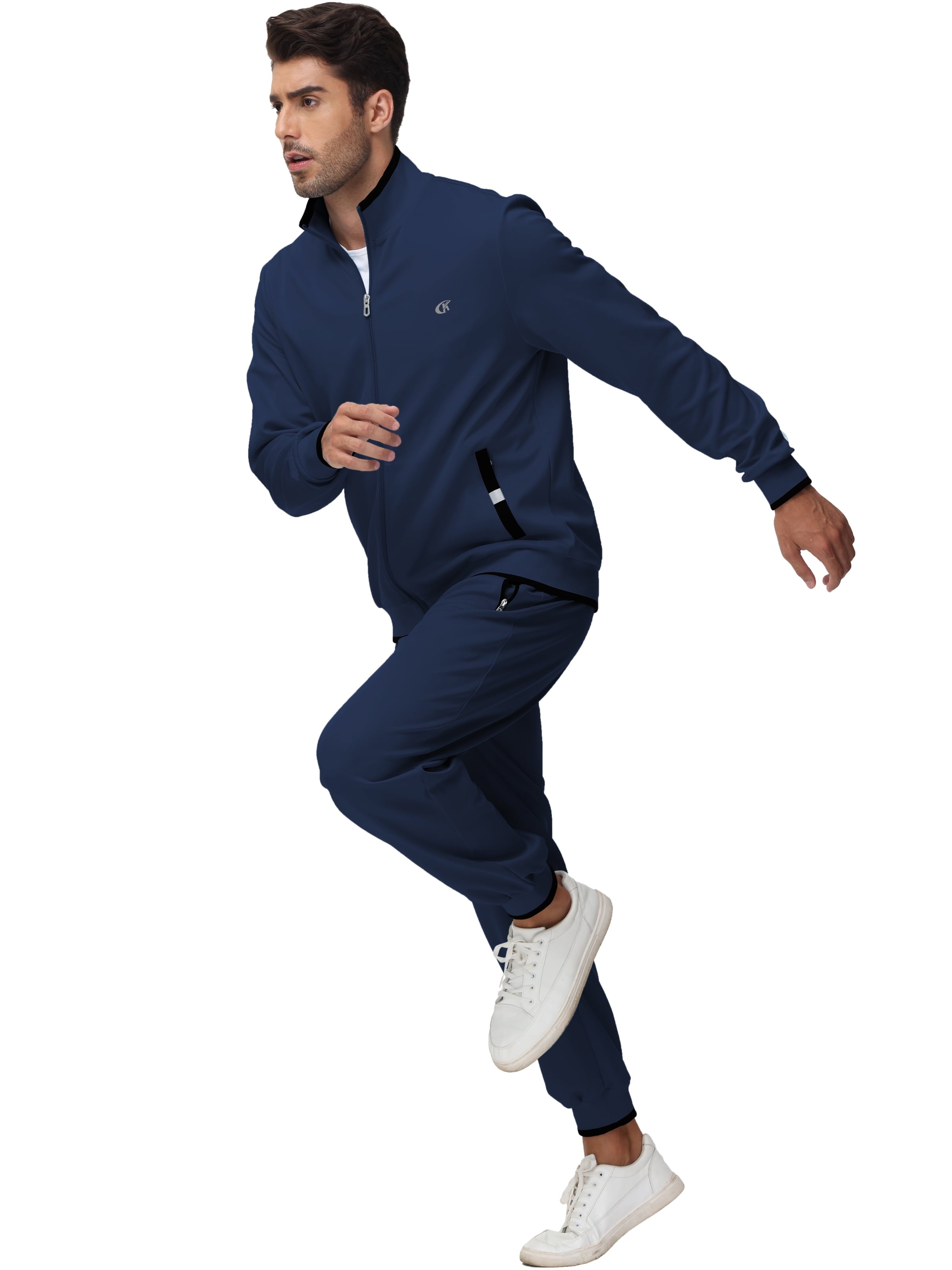 Men's Lightweight Navy Tracksuit Set - 2 Piece Athletic Jogging Outfit with Full Zip Jacket and Comfortable Pants in 2XL